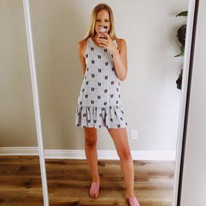 Aijek Fisherman Printed Drop Waist Mini Dress